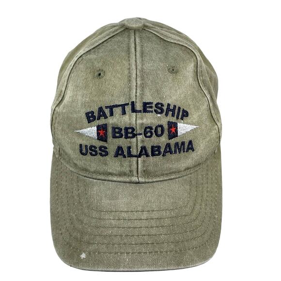 Battleship BB-60 USS ALABAMA green strapback hat cap NAVY military USA - Picture 5 of 10